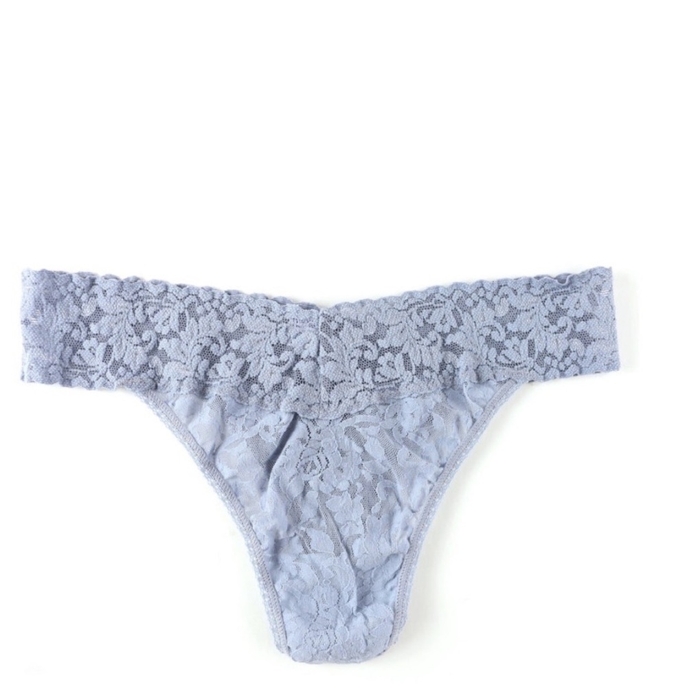 NWT Hanky Panky Low Rise Light Blue Lace Thong - One Size